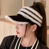 Visors Winter Hats For Women 2023 Fashion Korean Stripped Knitted Female Outdoor Warm Baseball Cap Visor