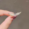 Cluster Rings Delicate Luxury Angel Wing Ring White Crystal Ladies Engagement Cocktail Party Fashion Jewelry Accessories