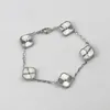 Fashion Designer Bracelet for Women with Silver Chains Four-leaf Clover Style With Box Christmas Gifts 19528