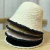 Wide Brim Hats Bucket Thick Lamb Fleece Dome Panama Basin Cap For Woman Girls Winter Warm Fisherman Hat Solid Color Windproof Fluffy Fur 231130