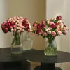 Dekoracyjne kwiaty białe różowe pieczone krawędzie róże meble do salonu dekoracja jedwabiu sztuczne róże kamelię ślubną wystrój wewnętrzny