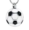 IJD10749 Stainless Steel Soccer Ball Cremation Charm Urn Pendant Hold Human AshesBlackWhite Enmael football Memorial Jewelry1038427