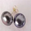 Orecchini a bottone con perle nere di Tahiti da 8-9 mm scatola in ORO 14k259z