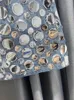 Skirts DEAT Women s Denim Skirt High Waist Circular Sequin Patchwork Wrap Hip Blue Short Miniskirts 2023 Autumn Fashion 29L4143 231201