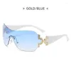 Sonnenbrille Einteilige Cat Eye Rimless Super Girl Reisen Radfahren UV-Schutz Motocross-Brille