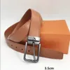 Helt ny europeisk stil Pin Buckle L Belt för män och kvinnor Universal Designer Belt 3,5 cm Brett modebrevsbälte Högkvalitativt läderbälte