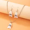 Hanger Kettingen Cartoon Sieraden Zachte Klei Omgekeerde Oorbellen Ketting Set Schattige Dieren Set21876