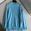 Women's Sweaters Fall Winter Women Mohair Blends Sweater Half Turtleneck Pullover Loose 2023 Fashion Casual Long Sleeve Female Jumper 2