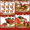 Christmas Toy Supplies MOC Years Winter Sleigh Santa Claus Elk Building Blocks Set Christmas Decorations Brick Toy Children Birthday Xmas Gift 231129