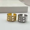 Bague lettre pleine diamant anneau ouvert lumière personnalisée sens avancé mode polyvalente