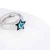 Pendientes de aro de círculo redondo con estrellas azules de Shineland, joyería de plata de ley 925 para mujeres y niñas, pendientes llamativos, regalos de verano Y16994690