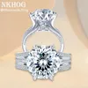 Anneaux de mariage Nkhog Sparkling 10 Carat Bague pour femmes 925 Sterling Silver Plaqué Pt950 Incolore Diamond Band Bijoux 231201