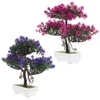 Dekorativa blommor 2st Artificial Bonsai Tree Fake Plant in Pot Plants Home Decorations Desktop