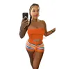 Women's Tracksuits 2023 Arrival Knit Set Beach Sweet Shirt&Short Strapless Asymmetrical Top Short Pants Skinny Women 2 Piece