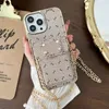 Fashion Designer Phone Cases for iphone 15 15pro 14 14pro 13 13pro 12 12pro max Leather Electroplate Luxury Protection Phone Cover Case with Chain Lanyard