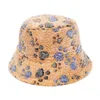 Chapeaux à large bord seau femmes hiver fausse laine chapeau Strar coeur imprimé chaud Panama pêcheur casquette 231130