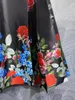 2024 Spring Floral Print Sukienka Black Slevele Bez rękawów w dekolcie dotkniętą kolanami sukienki T3N291507