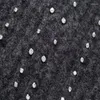 Women's Sweaters Party Black Shine Beaded Crop Sweater Autumn Chic O Neck Short Sleeves Knitted Tops Luxury Pullovers Coat Lady