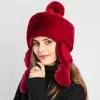 Berety kobiety zimowe czapki narciarstwo ciepłe zagęszczone uuszne futrzaki etniczne czapki moda rosyjskie kobiety kapelusze księżniczka bomber śnieżna czapka śnieżna