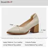 Dress Shoes Artmu High Heel Pumps For Women 6.5 Cm Thick Loafers Pointed Toe Genuine Leather Elegant Ladies