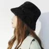 Sombreros de ala ancha cubo invierno felpa pescador sombrero niña moda bereber vellón a cuadros a prueba de frío espesar gorra al aire libre cálido 231130
