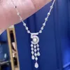 Luxury Fashion Elegant Temperament Digital No 5 Tassel Necklace For Women 925 Electroplated Platinum AAA Zircon Shiny Exquisite294t