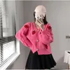 Kvinnors stickor Vintage Loose Fashion Grunge Sweater Jacket V Neck Strawberry Brodery Cardigan Y2K Single-Breasted High Street Chic