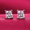 White Gold Filled Square Zircon Earrings Punk Style Wedding Engagement Jewelry Women and Men diamond Earring Brinco Brincos 8MM242B
