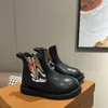 Luxury designer Kids boots leather baby shoes size 26-35 high quality martens Including box Elastic band toddler sneakers Nov25