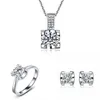 Ox Hoofd Moissanite Diamanten Sieraden set 925 Sterling Zilver Party Trouwringen Oorbellen Ketting Voor Vrouwen Bruids Sets Gift279y