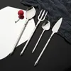 Dinnerware Sets Mirror Black 304 Stainless Steel Cutlery Tableware Set Flatware Steak Knife Fork Spoon Silverware Dishwasher Safe