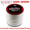 Braid Line Warknife 16 Strands 100M - 2000M Hollow Core PE Braid Extreme Japan Braided Fishing Line 20LBs-500LBs Fishing Assist Line White 231201