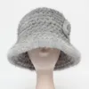 ワイドブリム帽子バケツ帽子ロシア女性温かい本物のミンクファーハットレディファッションニットファービーニーアウトドアカジュアル100％ナチュラルリアルミンクファーキャップ231130
