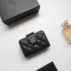 Luxury c fashion designer women card holder fold flap classic pattern caviar lambskin wholesale black woman small mini wallet purses color Pebble leather wallet