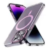 Cajas de teléfono magnéticas de acrílico transparente para iPhone 15 14 Plus 13 12 11 Pro Max Xs Max Xr Samsung S24 S23 FE Plus Funda de TPU híbrida ultra transparente