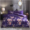 Sängkläder sätter 100% bomulls tre-stycken Fl King Queen Size Flower Printed Quilt er Pillow Case American Country Style Bed Comporters Su DHVFC