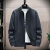Men's Sweaters 2023 Autumn Korean style Stand collar Sweater mens Thick Velvet Men Cardigan Knitted Coat Jacket Male Solid color 231130