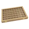 Jewelry Boxes Line Box 54 Grids Clear Glass Lid Rings Holder Showcase Jewelry Packaging Organizer Jewelry Box for Earrings Necklaces Bracelets 231201