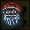 Feestmaskers Neon Led-verlichting Kerstman Masker Kerstman Cosplay El Knipperende Kriss Kringle Voor Drop Delivery Home Garden Fest Dhltf