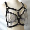 Riemen LEDEREN HARNAS Riem Body chain Bondage Lingerie Sexy Goth verstelbare Cage Bra Dance festival Halloween Punk Wear voor vrouwen 231201