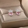 Stud rostfritt stål krona diamantörhängen för kvinnor guld flicka födelsedag bröllop jubileum mode smycken gåvastud266u