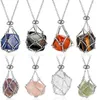Pingente colares de cristal pedra titular colar moda ajustável metal grânulo gaiolas gemstone corrente diy jóias intercambiáveis