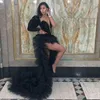 Casual Dresses Eye Catching Black Asymmetrical Maxi Gowns One Shoulder Sparkle Lace Tulle Ruffles Trimmed Long Formal Party