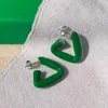 Italian design jewelry enamel drop glaze green triangle senior women's Earrings Ear Studs Fashion Personalized Party accessor297m