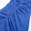 Robes décontractées Blue Slip Robe longue Femmes Ruché Fête élégante pour 2023 Dos nu Sexy Summer Femme Soirée