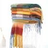 Scarves Women Plaid Scarf Luxury Cashmere Winter Warm Shawl Wrap Lady Long Tassel Pashmina Female Foulard Thick Blanket 231201