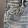 Jeans da uomo estivi in denim stretch azzurro vestibilità ampia streetwear pantaloni corti da uomo casual lunghezza Kenn