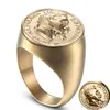 Stainless Steel Napoleon Head Sculpture Ring Gold Solid Men USA Standard Size 7 8 9 10 11 12 13 14 Three Dimensional Letter Extra 199M