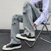 Men s jeans amerikansk stil high street nisch blixtlås män trendiga varumärke stekt löst raka rörarbete byxor design sens 231201