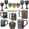 Garrafas de água de aço inoxidável resina tronos copos canção de gelo e fogo viking caneca de cerveja 3d escultura café tankard vinho cálice drinkware 231130